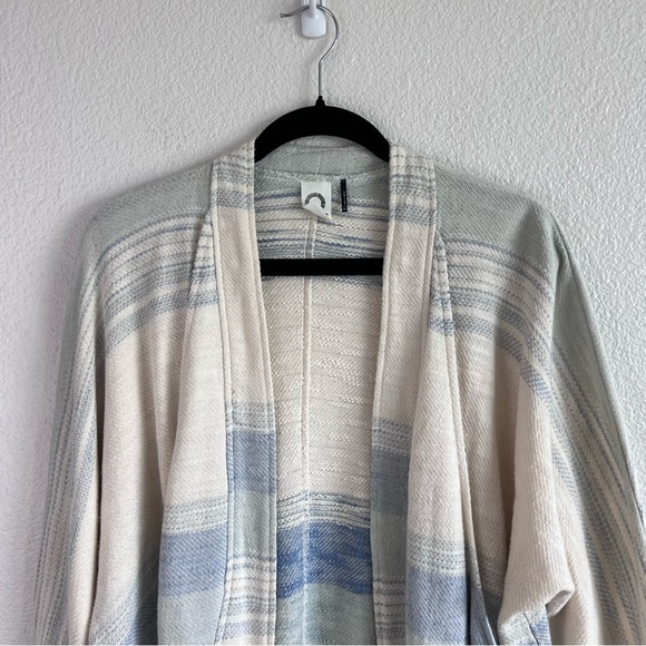 Anthropologie | Akemi + Kin Blue Cream Striped Dunes Draped Cardigan - Picture 3 of 15